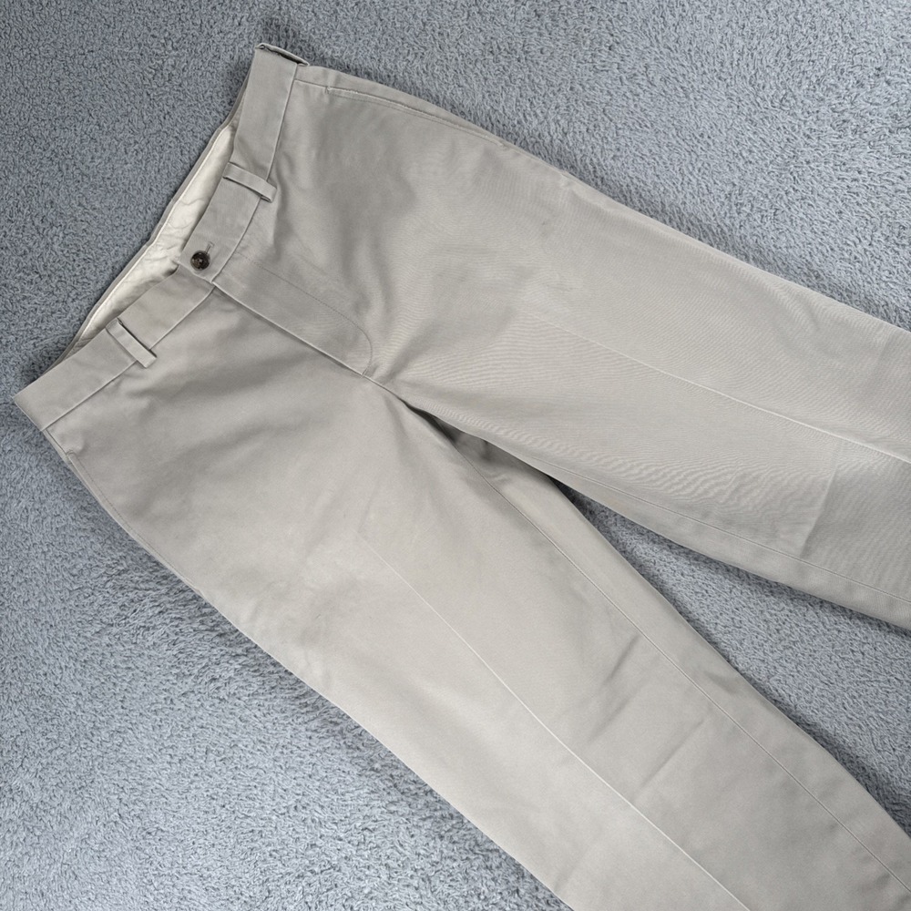 Brooks Brothers Advantage Chino Clark Pants Mens 32 x 32 Tan flat front